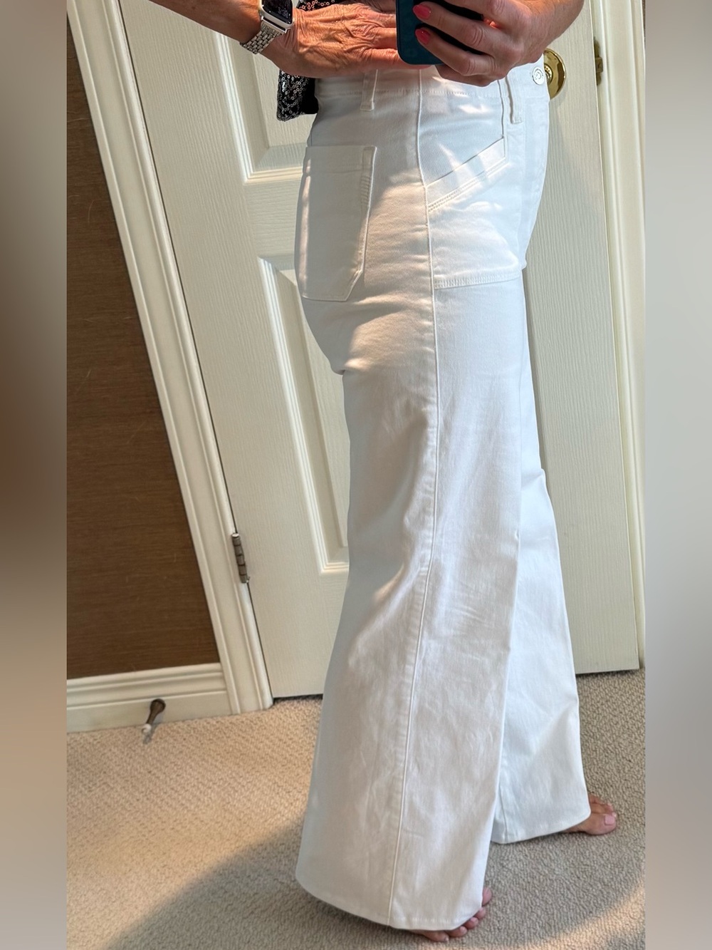 PAIGE White High-Rise Wide Leg Jeans